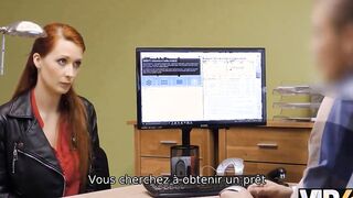 VIP4K. Ginger with huge hooters is rammed by the lender