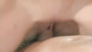 Bombshell blonde with tight round booty straddles a rough penis with her soak vagina