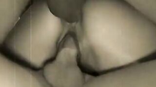 Beauty dark haired women takes a rough double penetration and cum on her breasts and toes