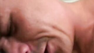 hot blonde gets her bald vagina stuffed with a fat dick