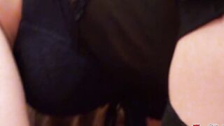 Nasty lesbians sharing their ebony fake-dick sex toy