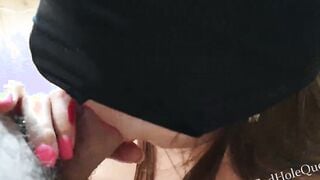 An inexperienced college girl gets sperm inside her mouth for the first time and swallows it