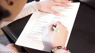 Dane Jones Teacher fucks Bae college girl Lady Dee bent over desk doggy style