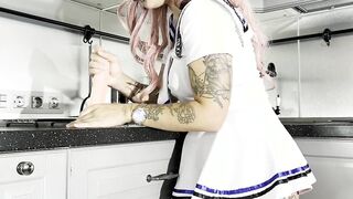 Emily from the support group pounded herself inside the kitchen before the competition