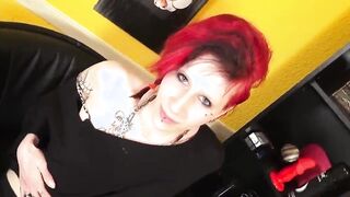 The German red head skank dedicates herself to Enjoying her vagina with a sex toy that she would