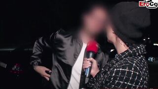 Real outdoor flashing street casting with unknown people