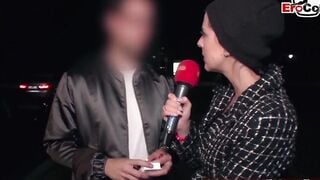 Real outdoor flashing street casting with unknown people