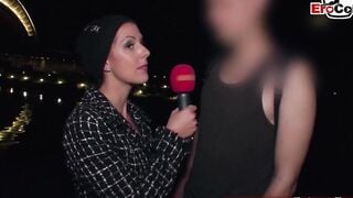 Real outdoor flashing street casting with unknown people