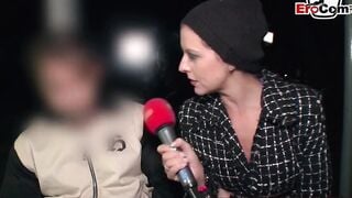 Real outdoor flashing street casting with unknown people