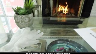 Dad Teaches step-daughter (Leia Rae) How To Do A Proper Hand Job -