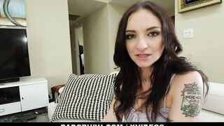 Dad Teaches step-daughter (Leia Rae) How To Do A Proper Hand Job -