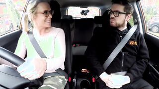Big Titted BLOWJOB milf nailed public into vehicle by driving instructor