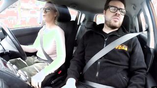 Big Titted BLOWJOB milf nailed public into vehicle by driving instructor