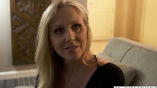Hot milf seduced young son into the sofa for hardcore fucking