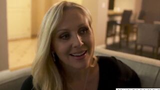 Hot milf seduced young son into the sofa for hardcore fucking