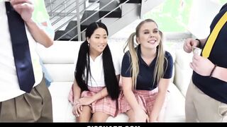 18 Year Old Stepsister & Best Friend Swapping Foursome W/ Stepbrother For Money - Alona Bloom, Percy Sires