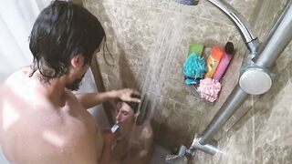 Very attractive next door asked to take a shower and let me go with her