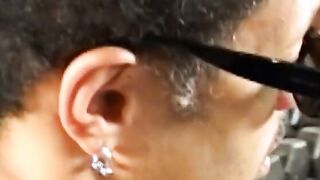 Cutie blond into gym snatch banged by stud inside dark glasses after he lifts weights