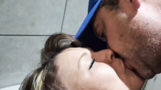 Bbw cumslut blowing dick head while taking a peeing