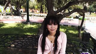Thin Venezuelan sluts is caught by young Peruvian with huge dick
