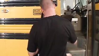 sexy young skank deep throats a penis on the school bus