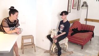 SUPERMOMMY leaks her boobies into chocolate beforte showing 'em to an inexperienced guy!