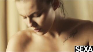 View her big natural melons bouncing as she ride his rigid cock