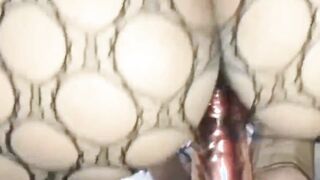 Fishnet beauty body Enjoying a sex toy inside my soak cunt