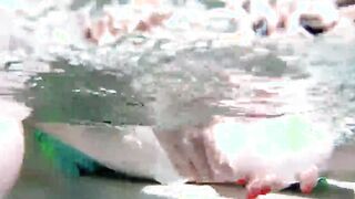 Red XXX masturbates poolside with an ice vibrator