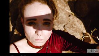 Slender submissive Brooke Johnson gets a hard fucking and rough caning on the desert rocks, then play with cum for a huge time