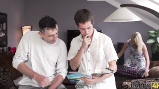 DADDY4K. Woman catches unfaithful hubby fucking her slutty daughters