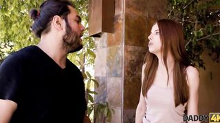 DADDY4K Man impales shaved cunt of sons Hottie GF inside various ways