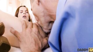 DADDY4K Man impales shaved cunt of sons Hottie GF inside various ways