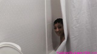 Ebony barely legal gets face fuck by her step dad