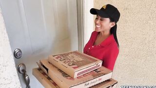 Jay Romero and Rion King wants some pizza and Ember Snow delivered it fresh and Hot with an extra 3 way service.