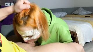 18 Yo bimbos give fellatio and gets cum into her throat