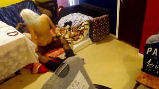 Huge Ebony Stalion and Little White Mouse inside " I just want big black dick... and I dont have into mind TV channel" - Part 1