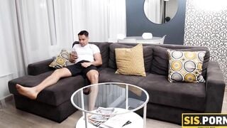 SISPORN Perverted dude watches stepsister cleaning and offers her a break to be fuck
