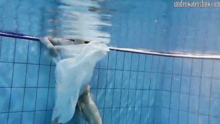 Swimming pool huge breasts teens Andrea
