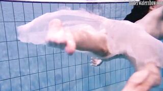 Swimming pool huge breasts teens Andrea