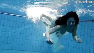 Swimming pool huge breasts teens Andrea