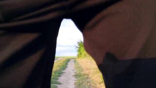 Plays with her holes inside the woods