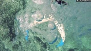 Croatian Girl Kasandra gets naked and masturbates inside water