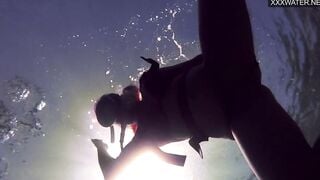 Croatian Girl Kasandra gets naked and masturbates inside water
