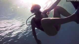 Croatian Girl Kasandra gets naked and masturbates inside water