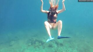 Croatian Girl Kasandra gets naked and masturbates inside water