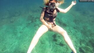 Croatian Girl Kasandra gets naked and masturbates inside water