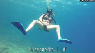 Croatian Girl Kasandra gets naked and masturbates inside water