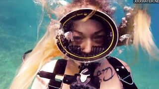 Croatian Girl Kasandra gets naked and masturbates inside water