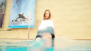 Russian adorable hot Avenna is lonely into the pool